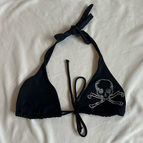 VICTORIA'S SECRET SWIM Triangle Skull Bling Bikini Top - Picture 1 of 4